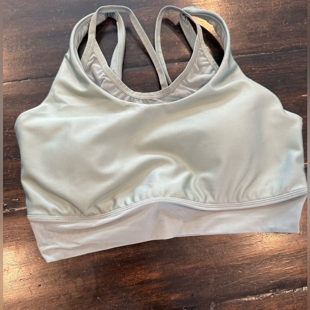 Alo yoga “airlift double trouble bra” in botanical green